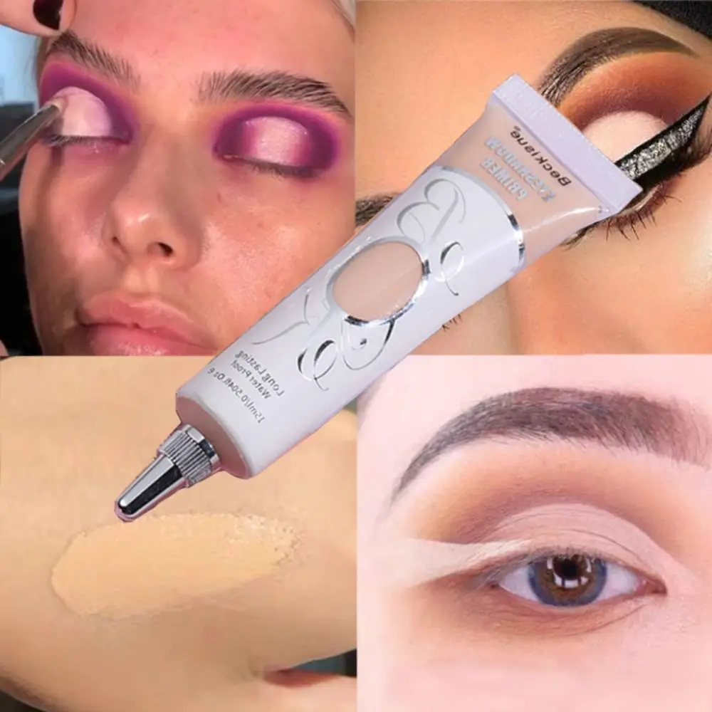 Crème de base d'ombre à barrage colorée, longue durée, imperméable, correcteur pour les yeux, résistant à la transpiration, facile à pousser, liquide, apprêt de maquillage pour les yeux