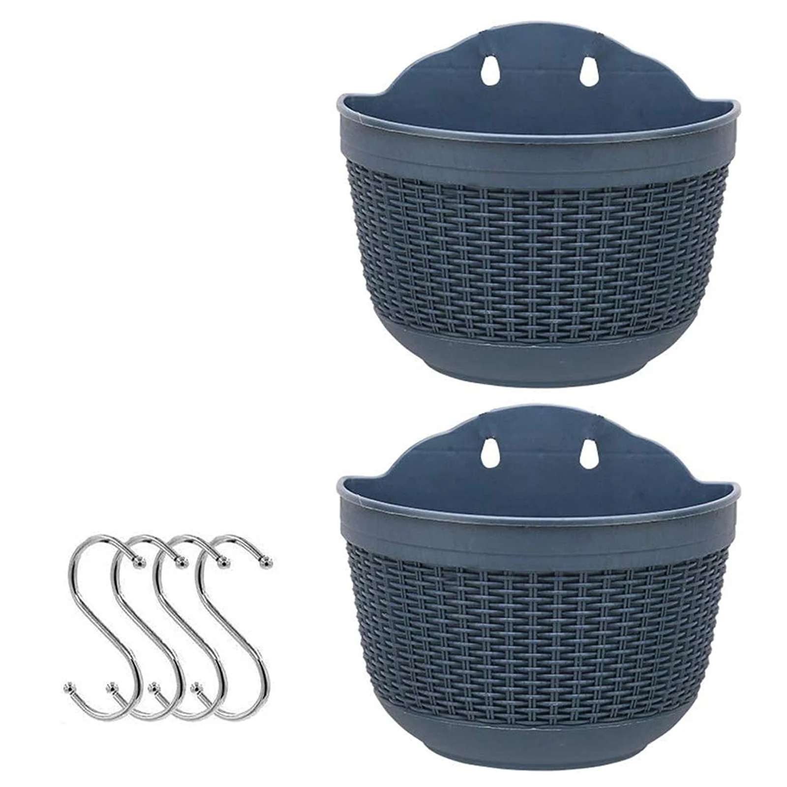 

2 шт., подвесная корзина, уличные пластиковые цветочные горшки для растений для балкона, стены, домашнего декора, съемный крючок над забором, горшки