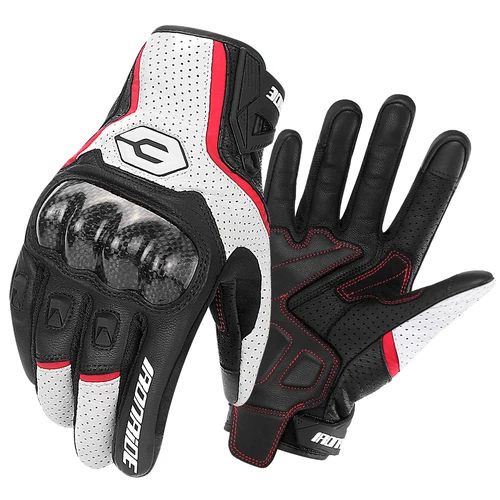 Guantes de fibra de carbono para motocicleta, guantes de cuero de vaca para Moto, Motocross, equipo de protección antideslizante