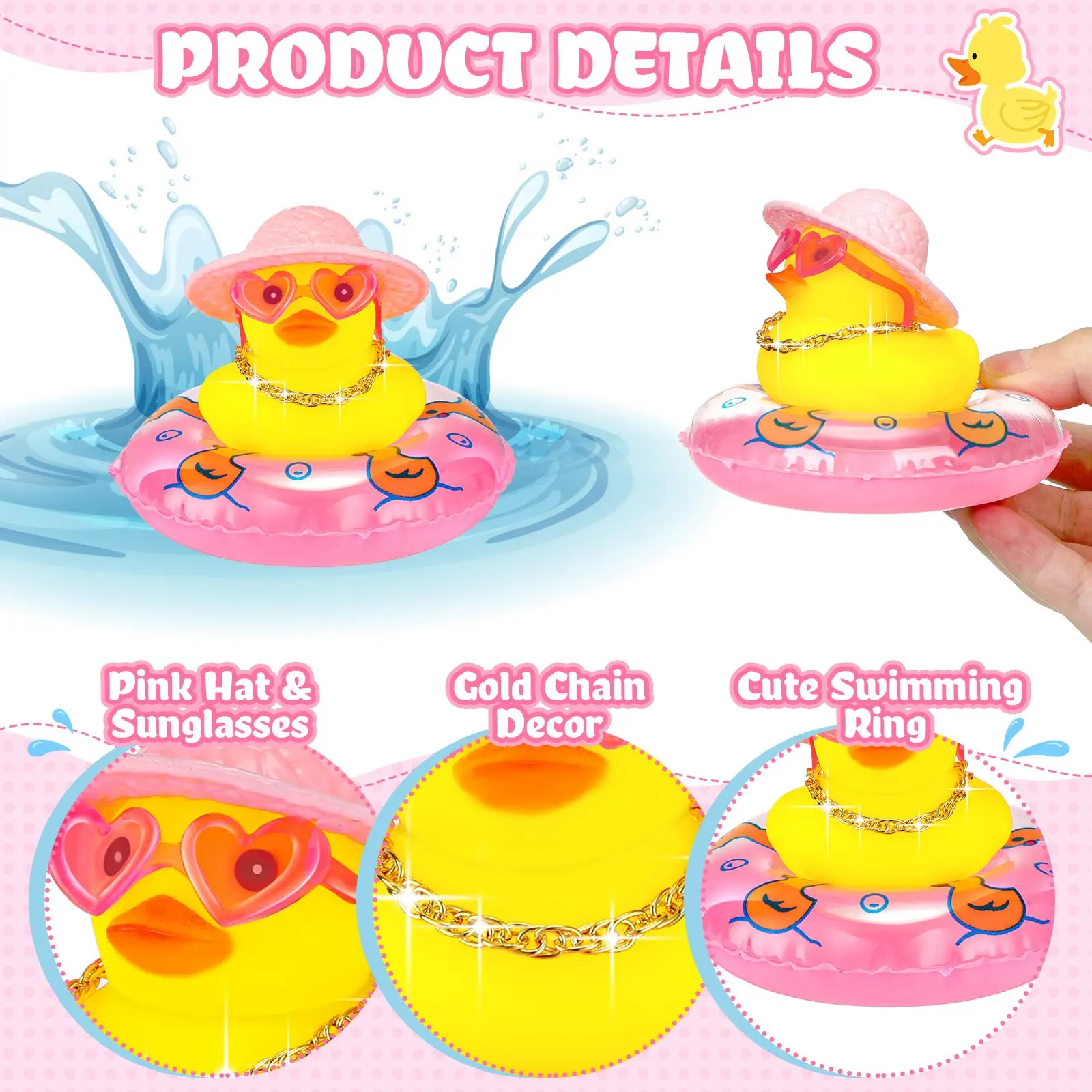 6-60 Set Mini Rubber Ducks Bulk for Kids Children Cute Yellow Duck Toy for Dashboard of Car Bathtub Ornaments