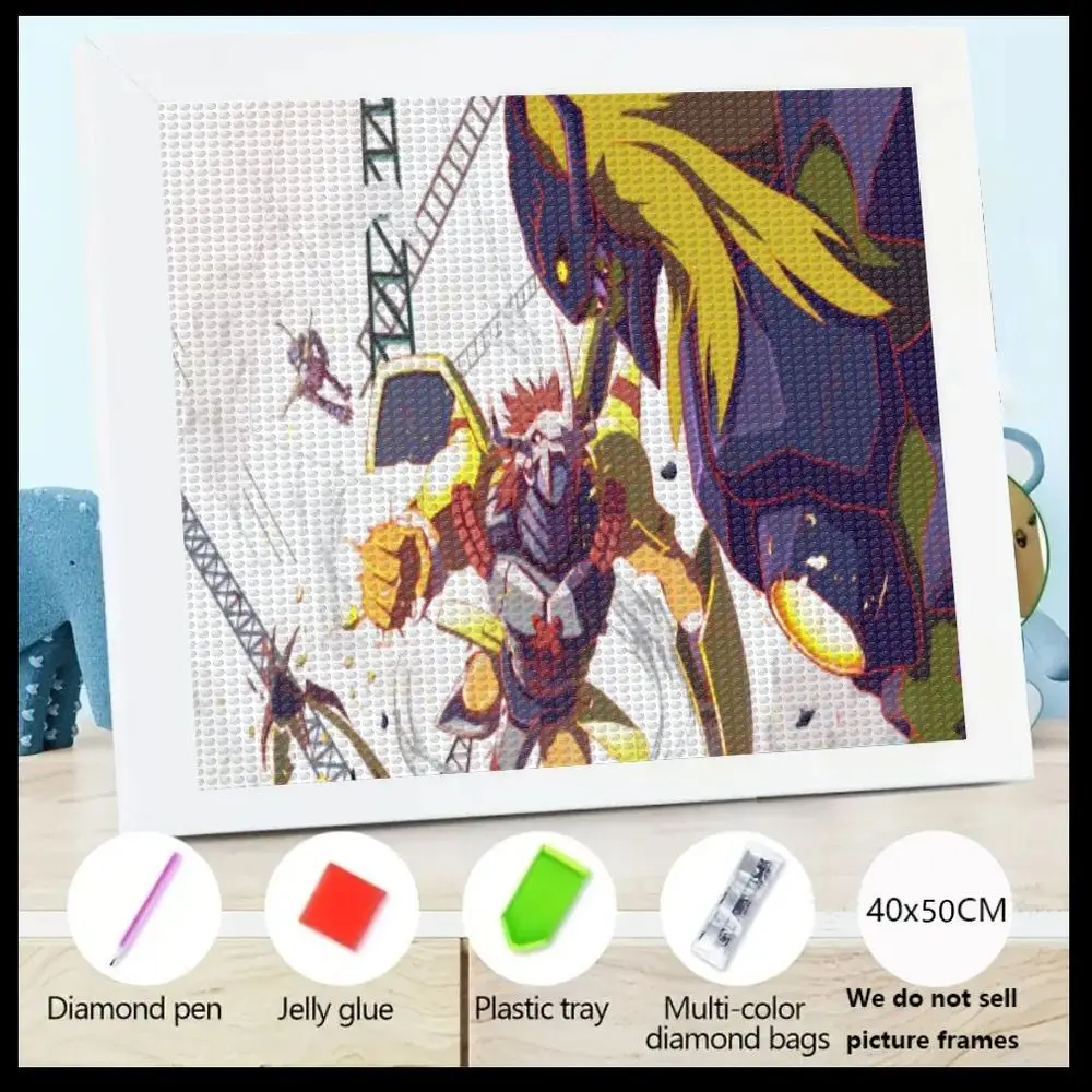 

Набор для алмазной мозаики 40x50 см в стиле аниме — динамичная сущность, сделай сам, с инструментами — розовая алмазная ручка, красный клей-желе, зеленый поддон, Si