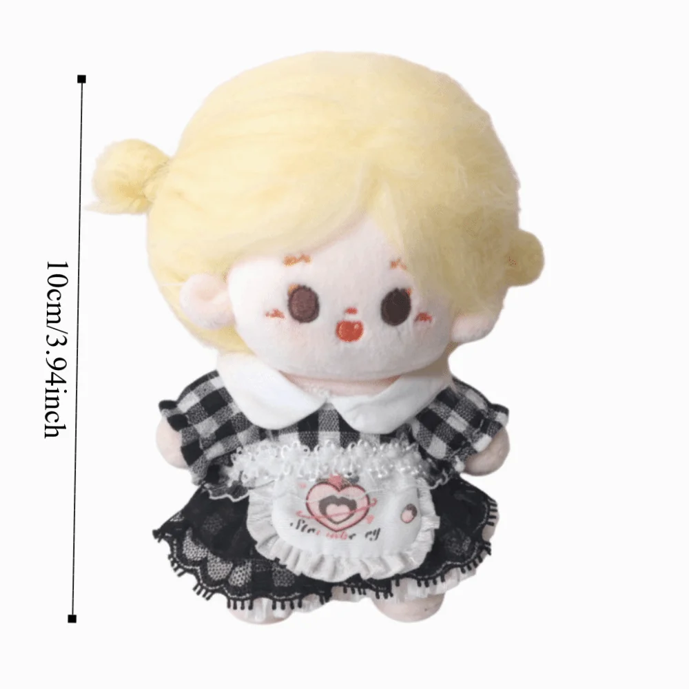 DIY Clothing Plaid Dress 10cm Cotton Clothes Cute Suit Clothes Outfit Mini with Apron Dress Up Set Accessories