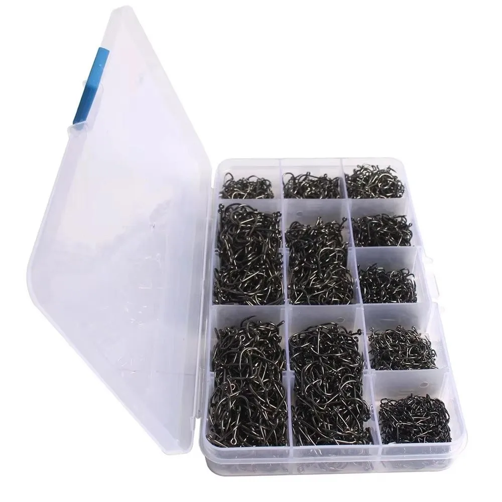 1000 pçs conjunto de ganchos de pesca de aço carbono tamanho 3-12 único gancho de pesca ganchos fixos ferramentas de pesca engrenagem de pesca ganchos de pesca farpados