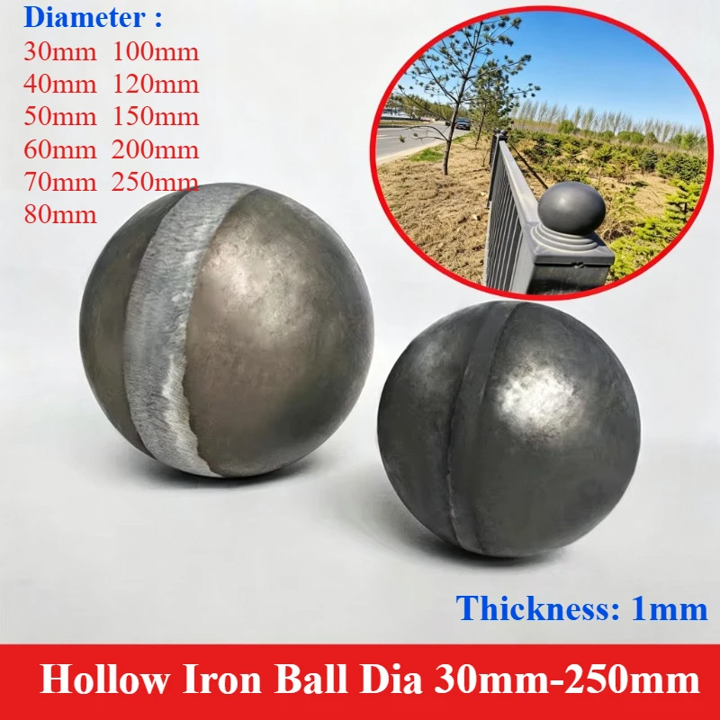 1pcs Diameter 30-250mm,Thickness 1mm Decorative Balls Die-Casting Hollow Iron Spheres for Gates,Fences,home Decor,Architectural