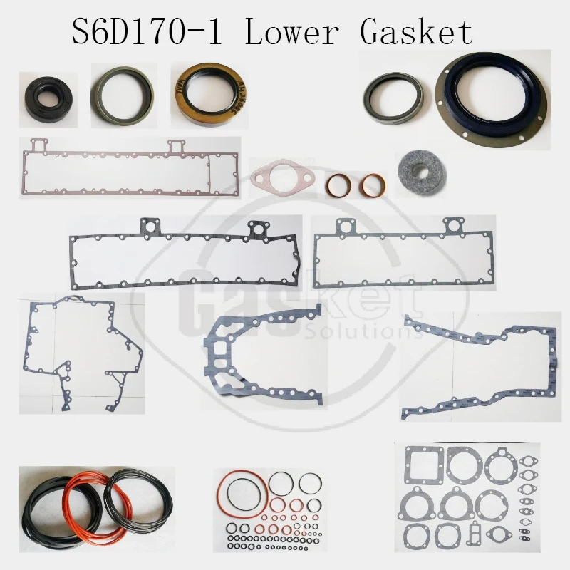 S6D170-1 6D170-1 S6D170 6D170 6D170-2 Lower gasket  Top gasket  Set For Komatsu Full Gasket Kit forklift engine