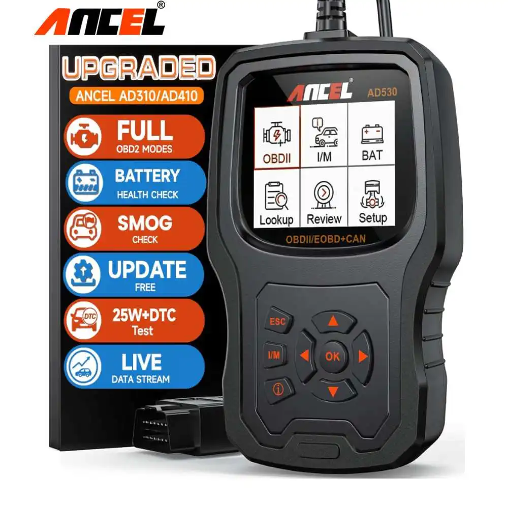

ANCEL AD530 OBD2 Диагностический инструмент сканера с проверкой батареи Автомобильный двигатель Световой код Считыватель Инструмент сканирования Все функции OBD2 EnhancedCode