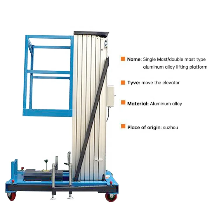 Customized Small Household Mobile Elevator Monorail Hydraulic Electric Lifting Platform Single Column Aluminum Alloy Elevator