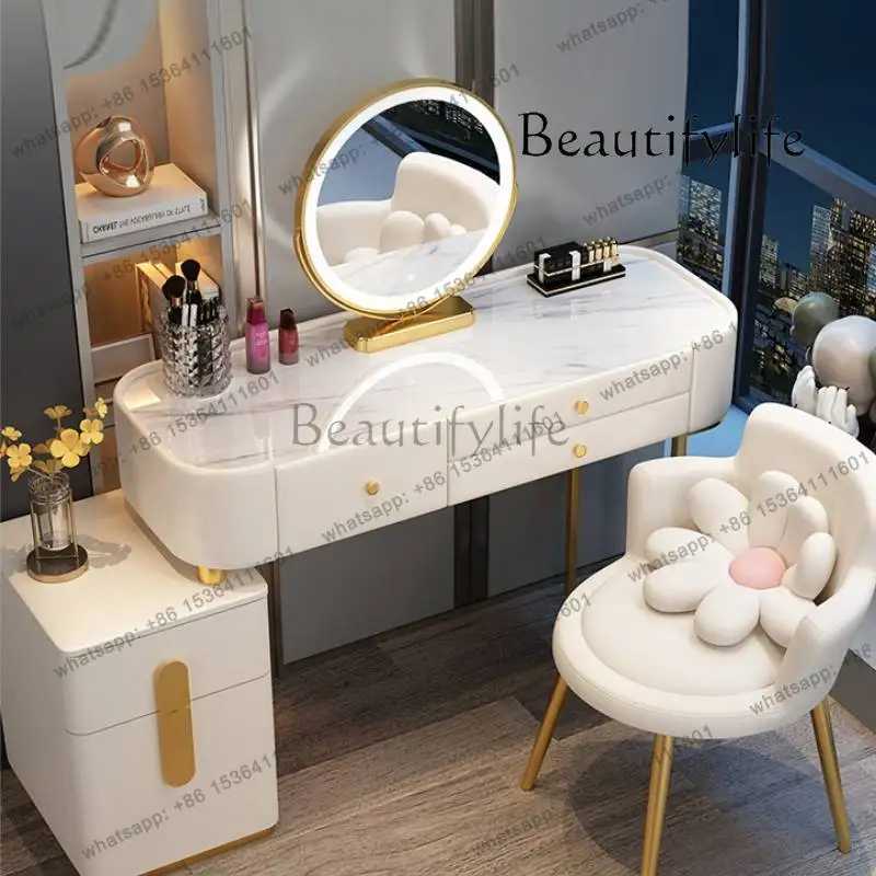 غرفة نوم ماكياج المنظم مضمد درج تخزين الحديثة الفاخرة المرايا تسريحات صالة الشمال الخشب ميسا #6