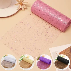 Glitter Tulle Fabric Roll 6 Inch 10 Yards Sequin Sparkling Ribbon Spool Netting for Wedding Tutu Skirt Gift Wrapping Party Decor