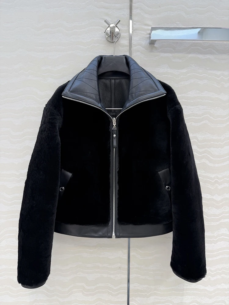 

SVORYXIU Autumn Winter 2025 New style Double-sided Wearable Zipper Splicing Jacket coat Woman Fashion black warm Jacket coat