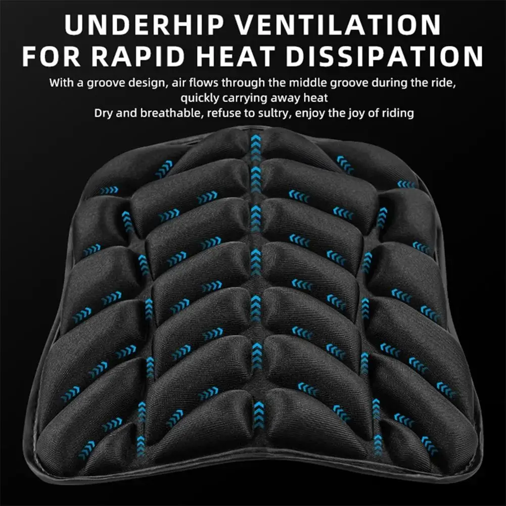 Motorcycle Seat Cushion Lycra Black  3D Gap Breathable Non-Slip Particles  Double-Layer Bandages Cross Strapping High Resilience