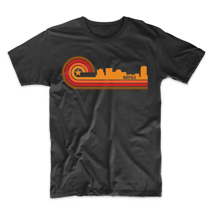 Norfolk T Shirt Retro Style Virginia Skyline Men'S Va