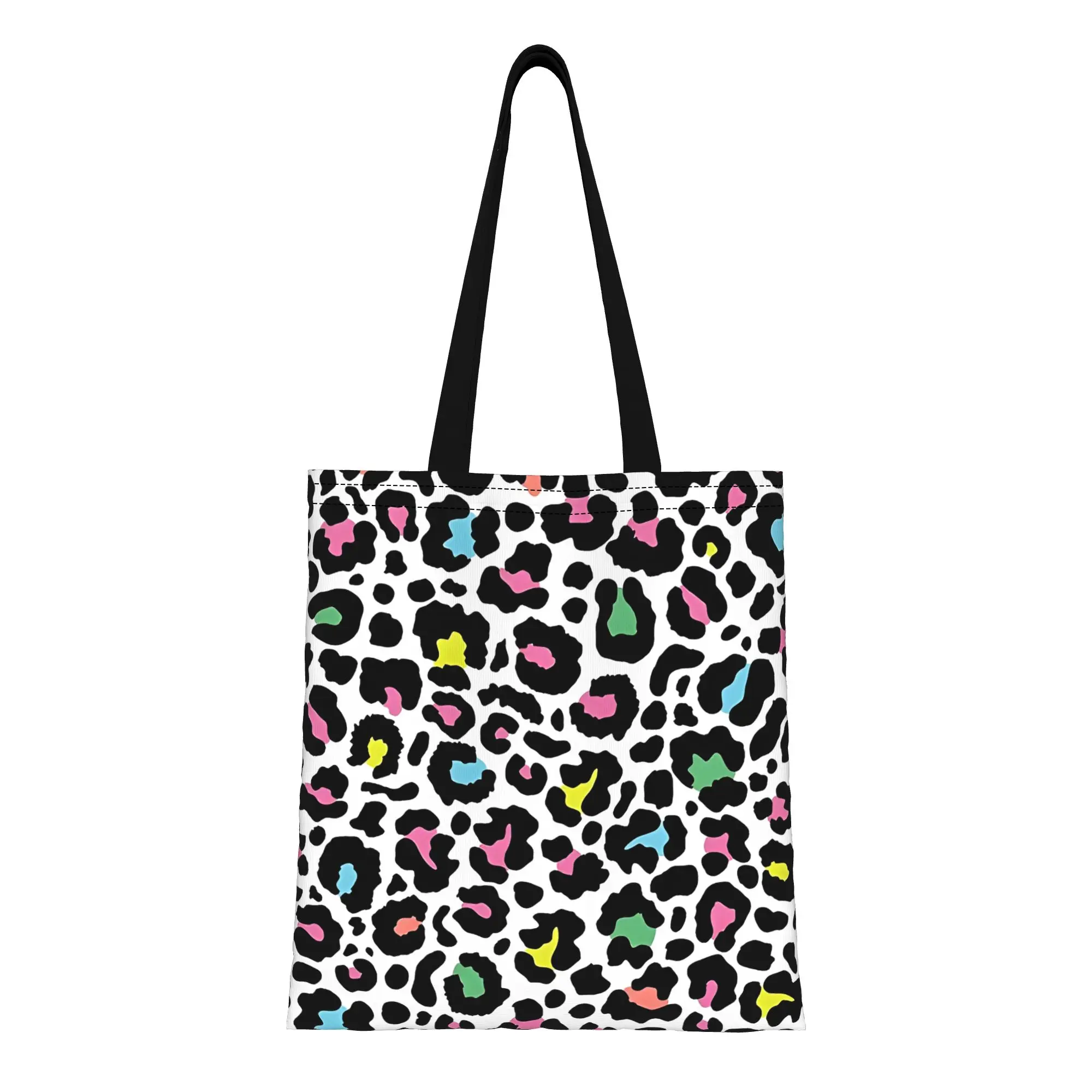 

Leopard Print Colorful Leopard Print Cheetah Cameo Leopard Print Canvas Tote Bag Perfect for Outdoor Women's Top-Handle Bags