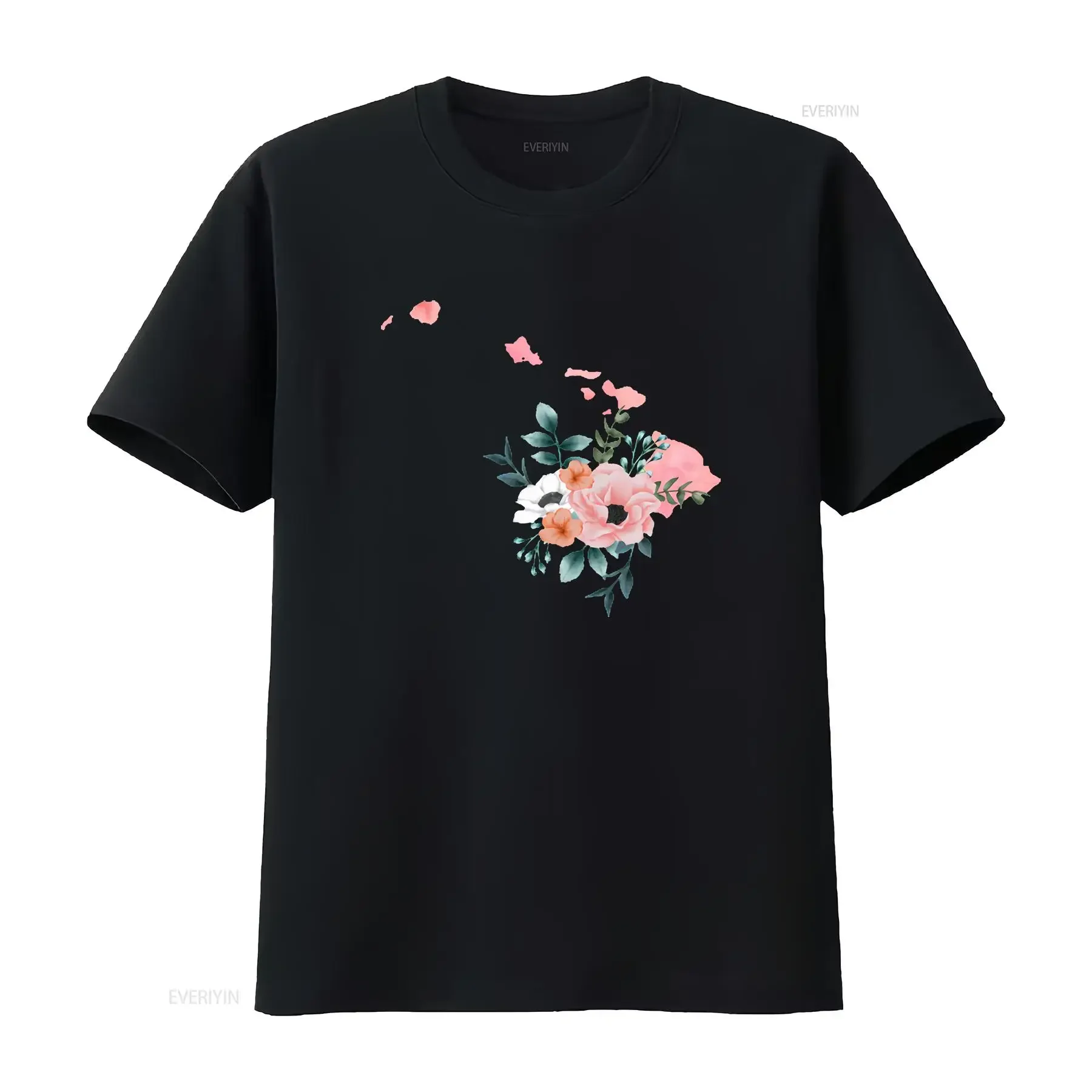 Hawaii Home State Watercolor Floral shirt Feminine graphic tee women's T vintage Washed fashion Slightly Unisex