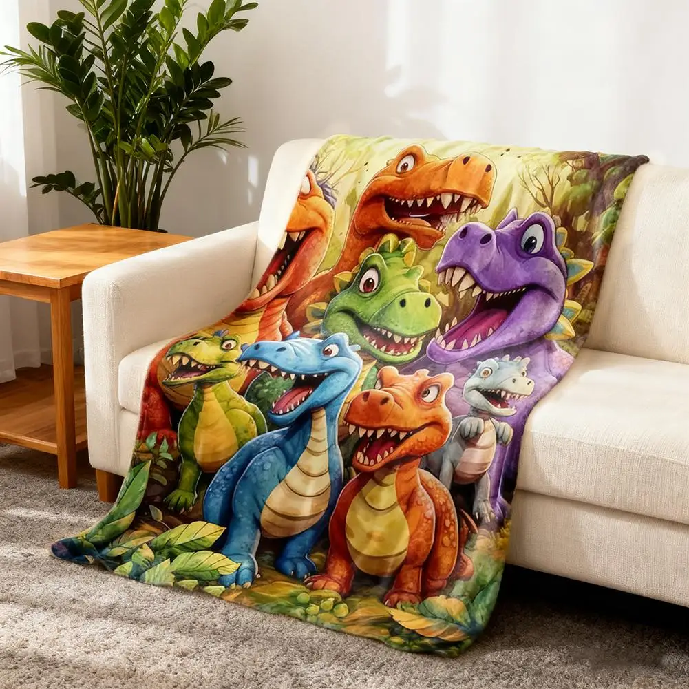 Niedliche lächelnde Dinosaurier, HD-Digitaldruck-Flanell, leichte Flanell-Überwurfdecke, niedliche lächelnde Dinosaurier, HD-Digitaldruck