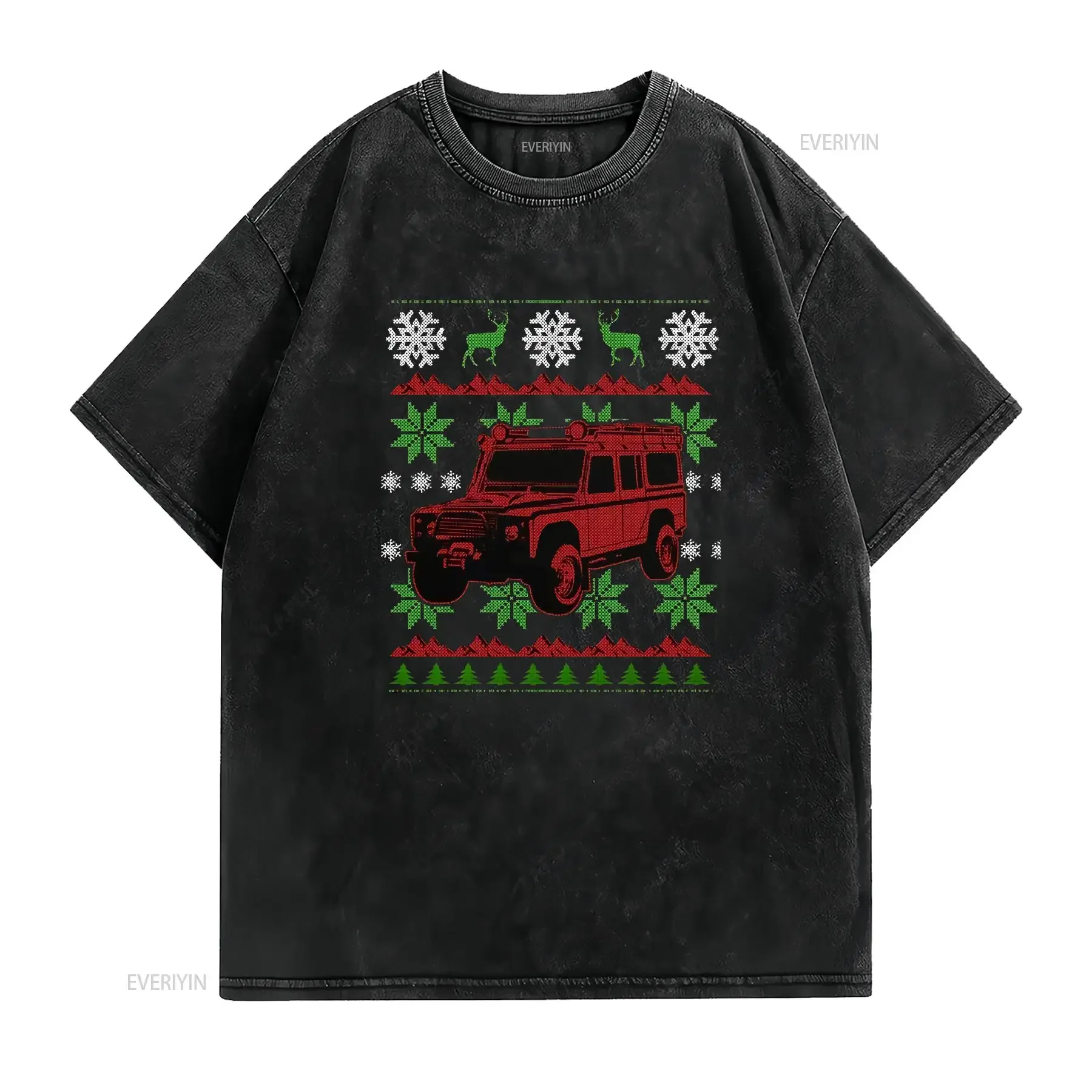 Defender 4x4 Off Road Ugly Chistmas Sweater Mens T shirt Top vintage Washed graphic Soft Slightly Top For Everyday Wear