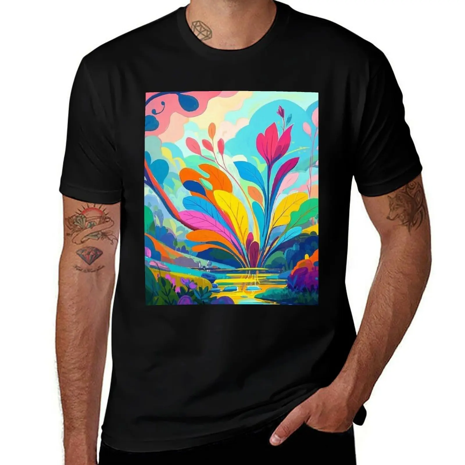 

Cosmic Flower Garden: Surreal Color Explosion T-Shirt new gifts and t-shirts affliction shirts cotton man t-shirts shirts men
