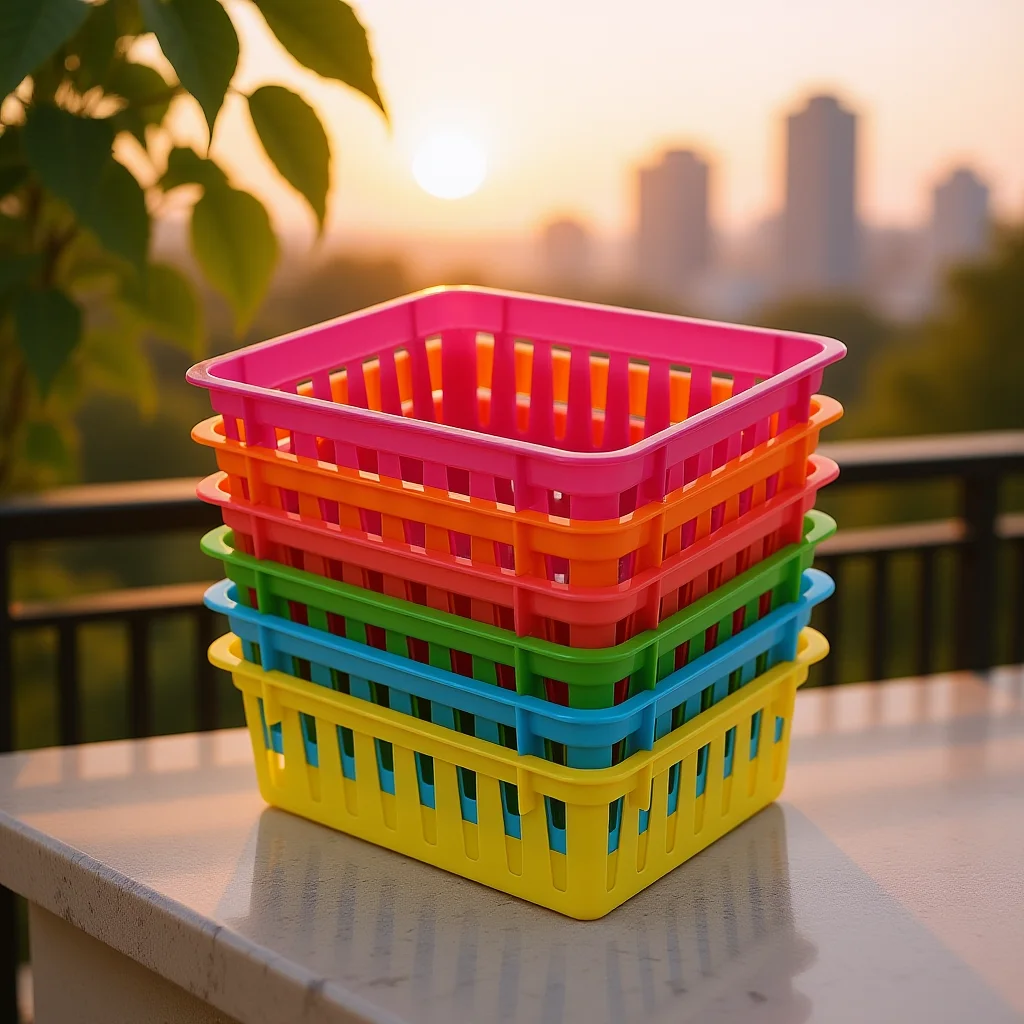 

6Pcs Plastic Classroom Desk Baskets Pencil Organizers Colorful Storage Trays Stackable Utility Bins for School Office Supplies