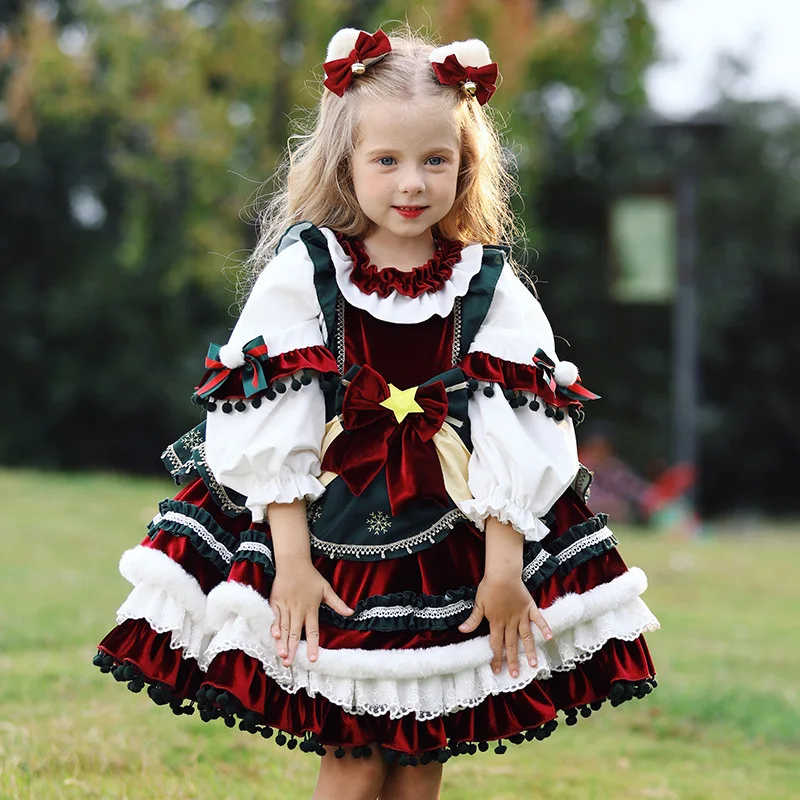 Christmas Dress Girls Baby Cute Lolita Style Birthday Party Dress Bridesmaid Wedding Dresses Princess Vestidos Costume for Girl