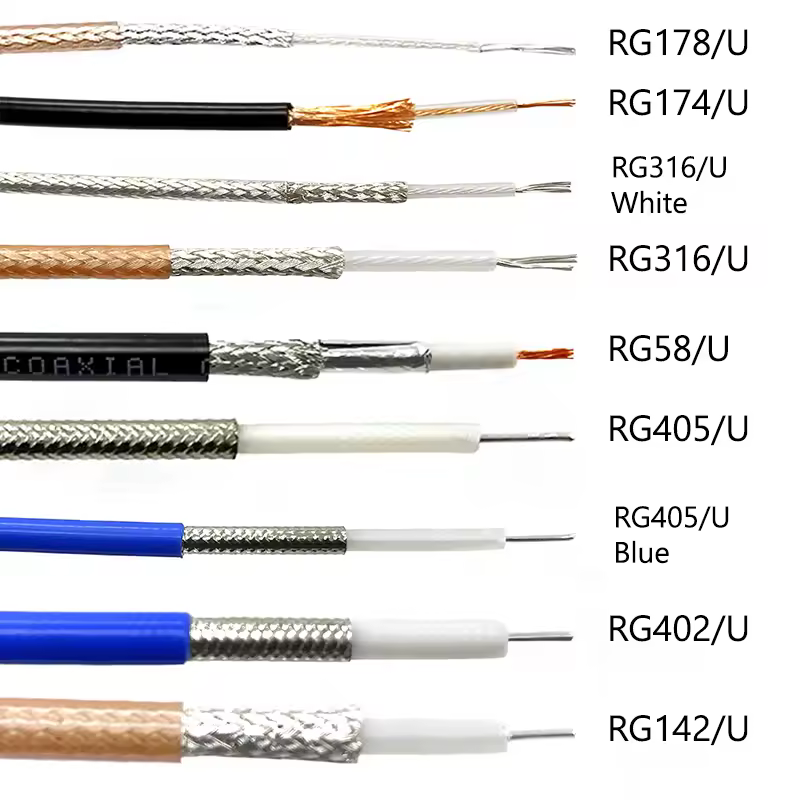 Nuevo Cable Coaxial RF RG178 RG174 RG316 RG58 RG142 RG405 RG402 Cable de baja pérdida 50Ohm 1 metro de largo