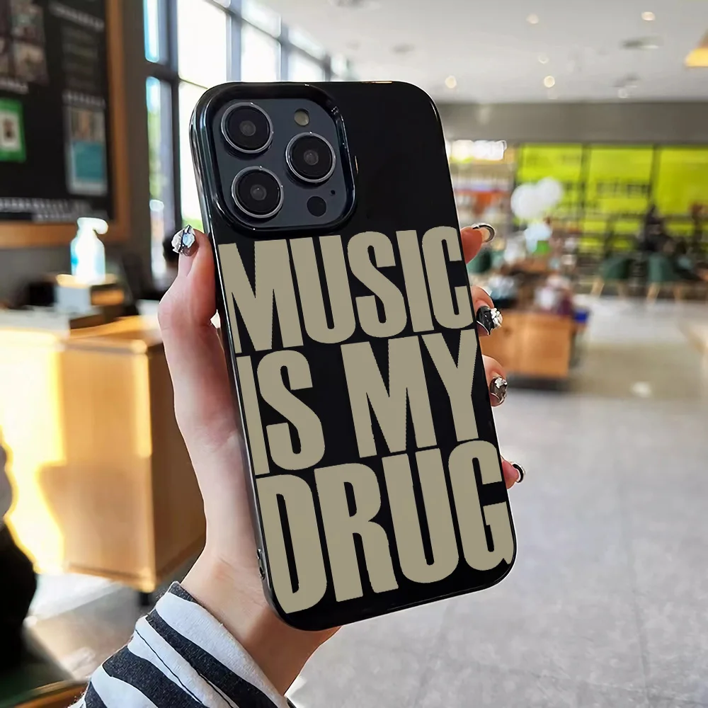 حافظة لهاتف آيفون 17 16 14 13 12 11 15 Pro Max Aia XR X XS Max MINI 78 Plus غطاء ناعم مقاوم للصدمات من Black MUSIC