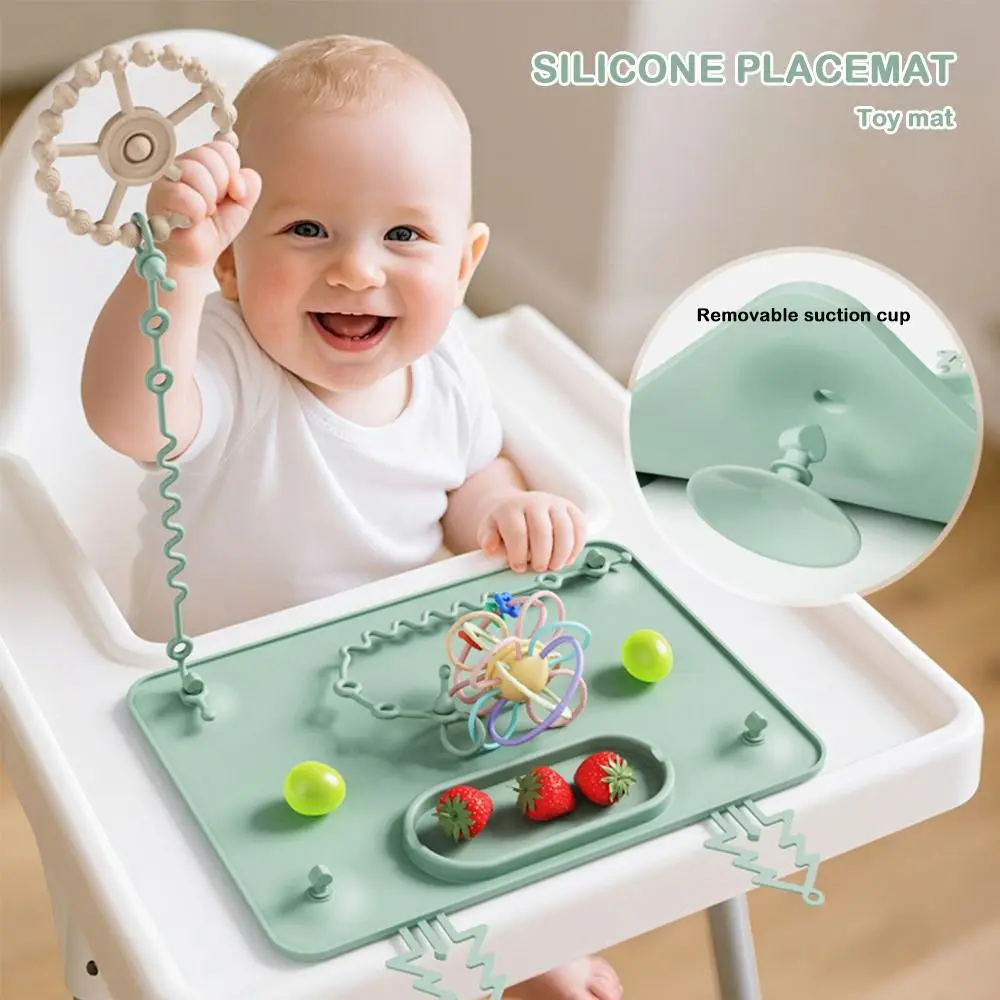 

Strong Suction Baby Placemats Silicone with 2 Straps Suction Plates Anti-slip Safe Baby Plates for Infants Toddlers