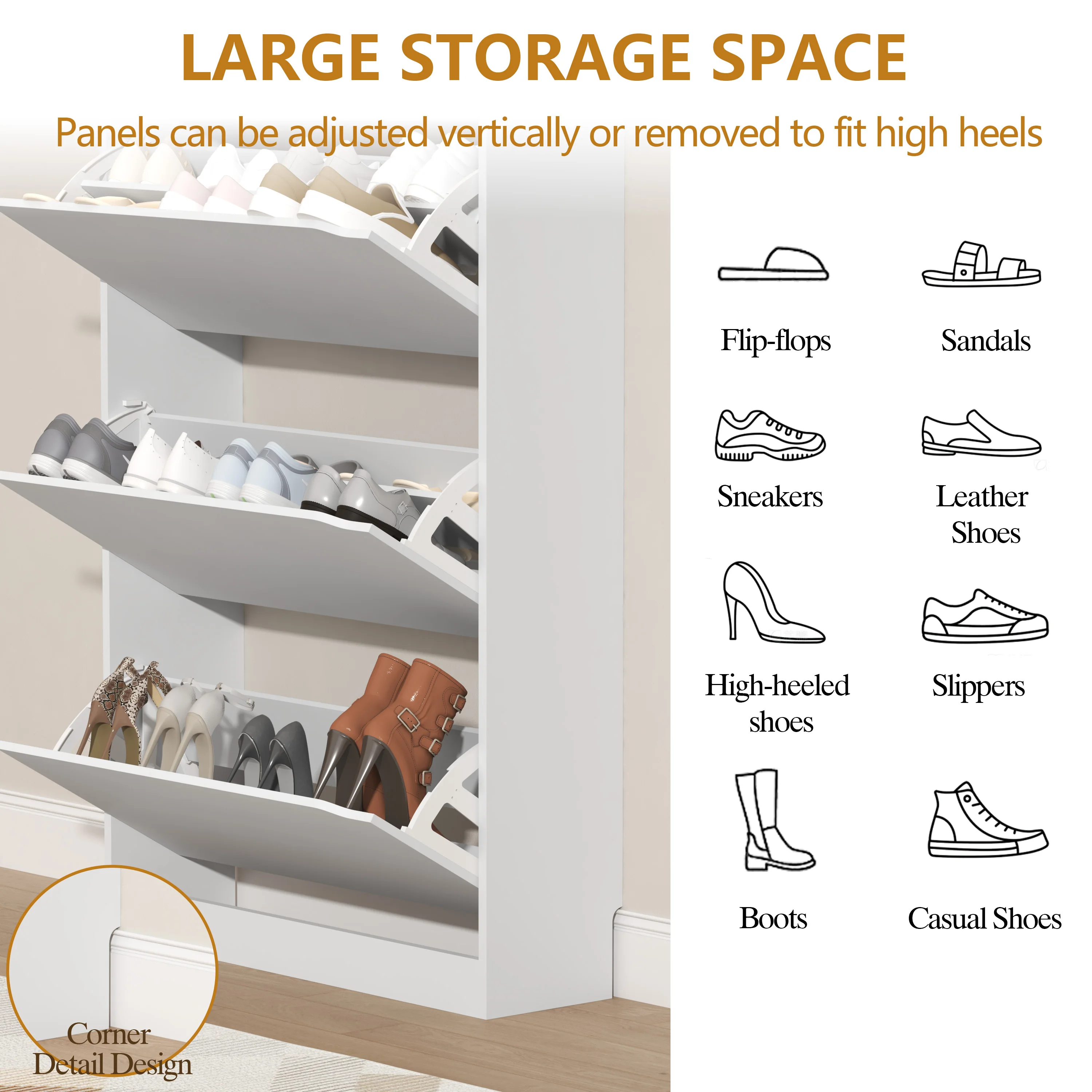 Shoe Cabinet with 3 Flip Drawe - Drawer Organizer Peg recensie en prijs