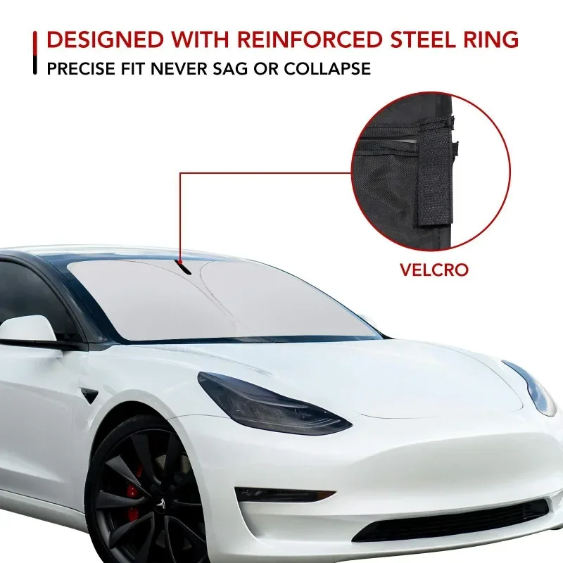 Per Tesla Modello 3/Y Parabrezza per auto Parasole Addensato Pieghevole Finestrino anteriore Parasole Protezione solare Isolamento termico Parasole