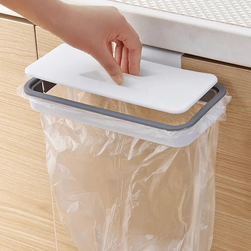 1pc Portable Garbage Bag Holder With Lid - Hanging Trash Bag Storage Rack For RV Kitchen