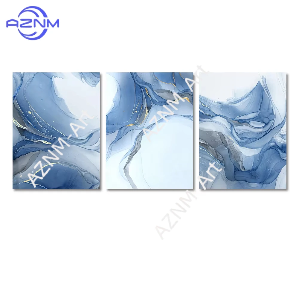 1/3 Stück, abstrakte Schwarz-Weiß-Flussmalerei, nordische Poster, Wandkunst, Druckbilder für Wohnzimmer und Zuhause