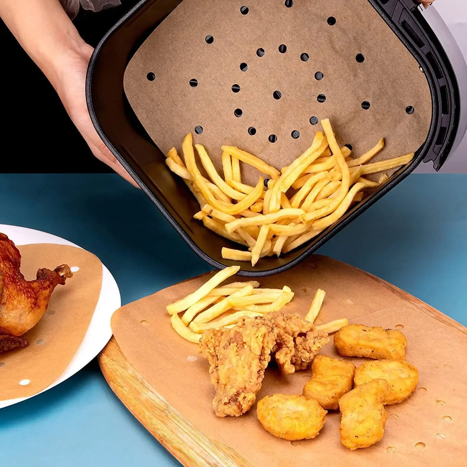 

100pcs air fryer paper Natural color steamer paper household disposable baking paper Tortilla maker Tortilla press maker Cooking