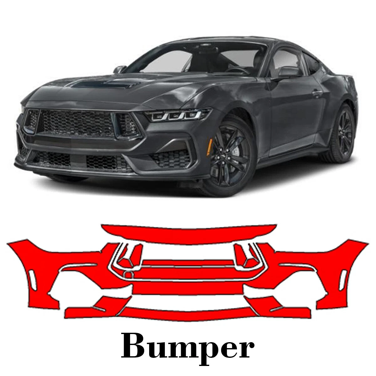 

For Ford Mustang GT 2024-2025 8.5Mil TPU Pre-cut PPF Kit Scratch-resistant Transparent Front Bumper Protective Film