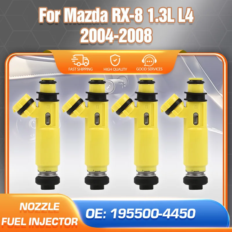 

Set of 4pcs Fuel Injectors Nozzle For Mazda RX8 RX-8 1.3L L4 2004 2005 2006 2007 2008 Car Accessories 195500-4450 N3H3-13-250A