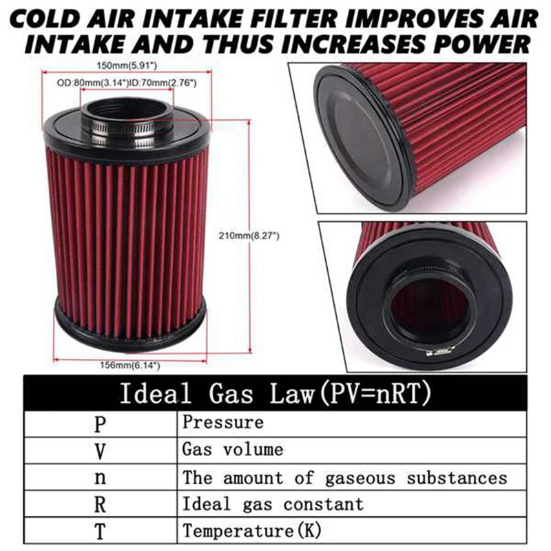 2 PCS 70MM High Flow Car Air Filter E-2993 Cold Air Intake Air Filter For Ford Focus Escape MKC RS-OFI106