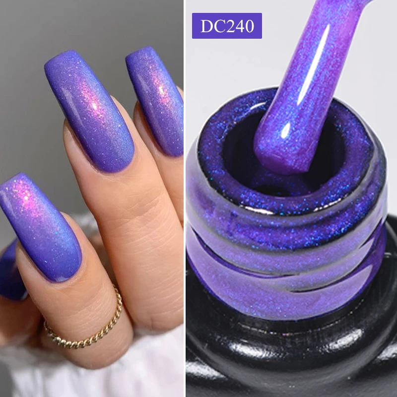 Mtssii 7ml Aurora Rubber Base Gel Nail Polish Sparking Purple Gel 2 In 1 Function UV LED Nail Art Gel Varnish Soak Off Nails Gel