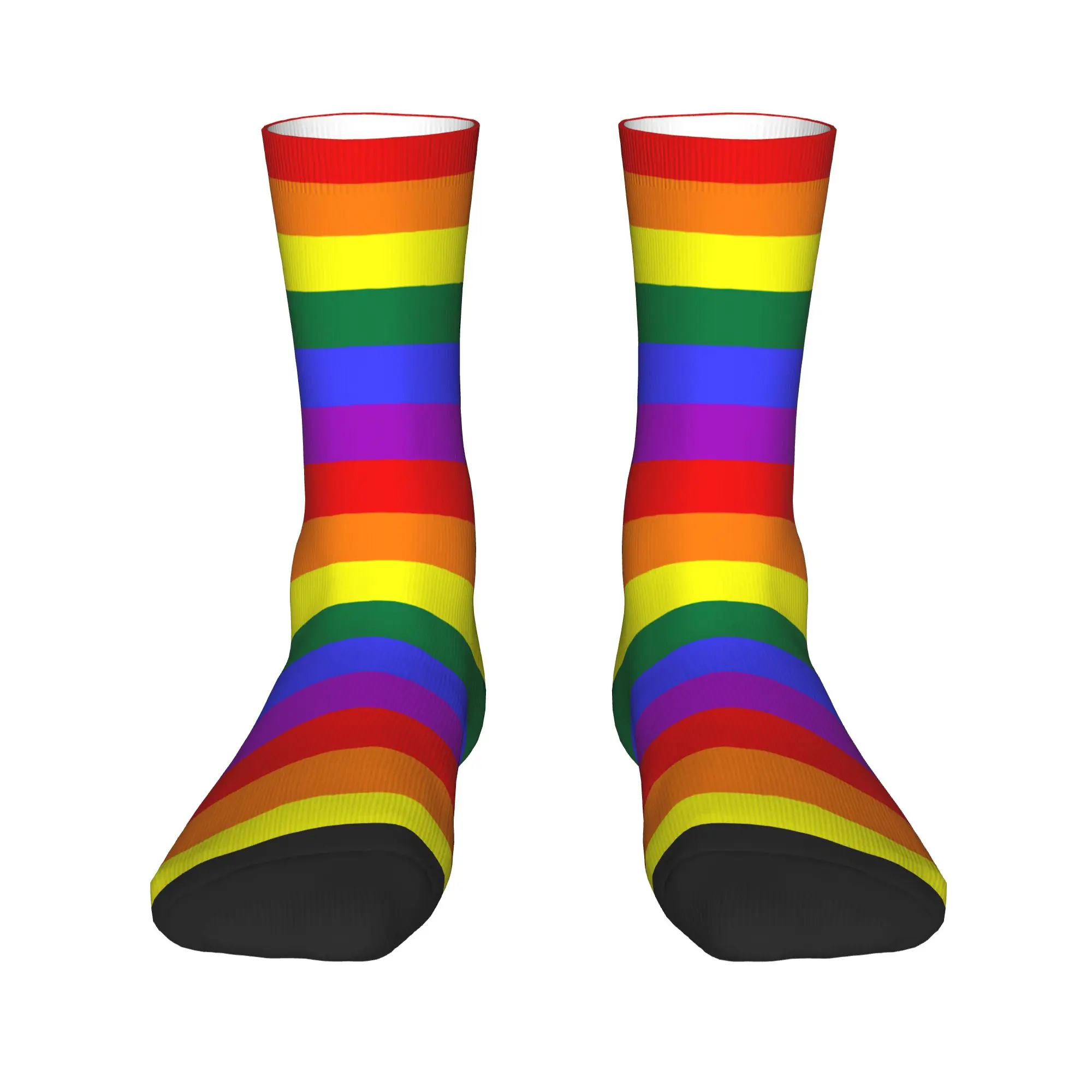 Calcetines Kawaii LGBT con bandera del arco iris para mujer y hombre, calcetines cálidos con estampado 3D para deportes de fútbol