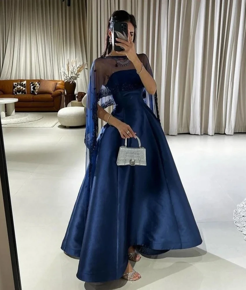 

Customized Graceful Satin A-Line shawl Crystal Evening Dress High Quality Strapless Sleeveless Floor Length Celebrity Gowns