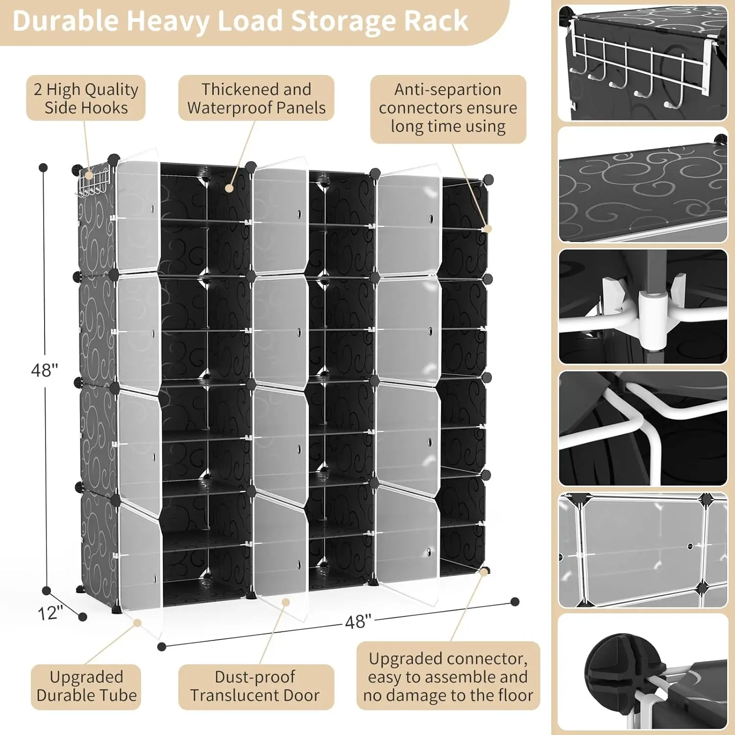 Imagem -04 - Sapato Portátil Rack Organizador com Porta Sapato Armazenamento Gabinete Fácil Montagem Plástico Ajustável 48 Pares