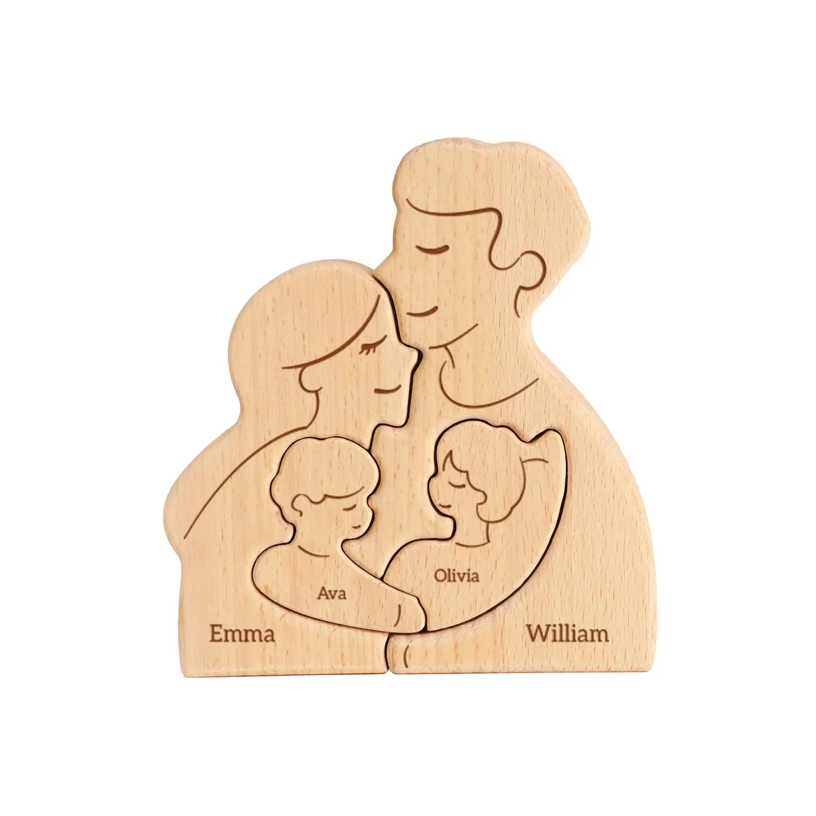 Wooden Family Puzzle Personalized Puzzles 2-5Names Birthday Anniversary Wedding Gifts for Women Men Customized Home Decor