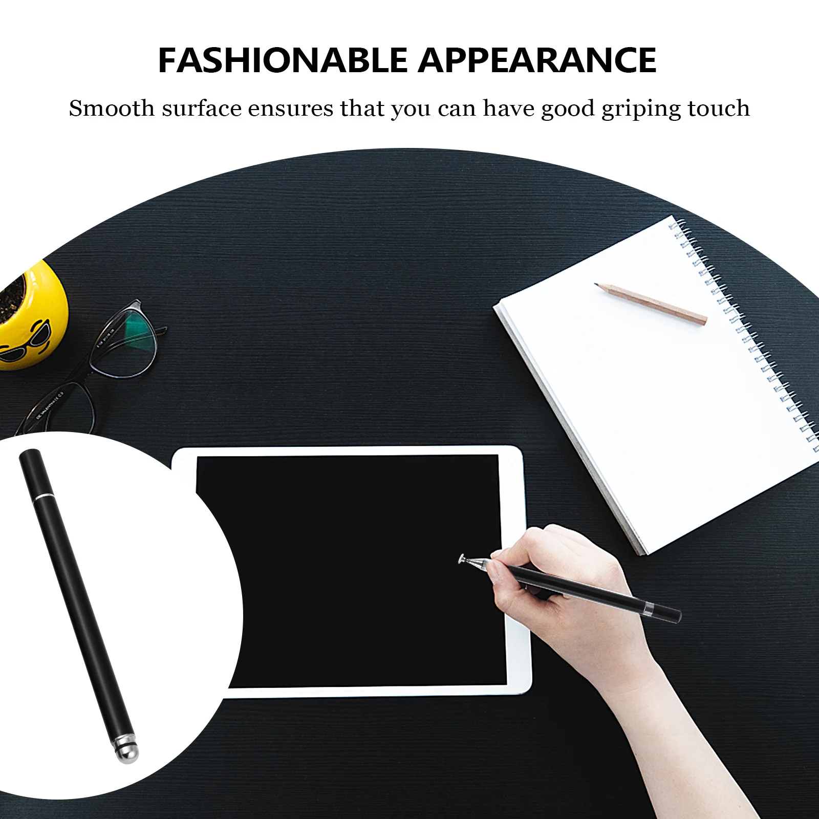 

1pc Capacitive Stylus Pen Durable Round Disc Tip Replaceable Smooth 180° Rotation For Touch Screens Universal Tablet Pencil