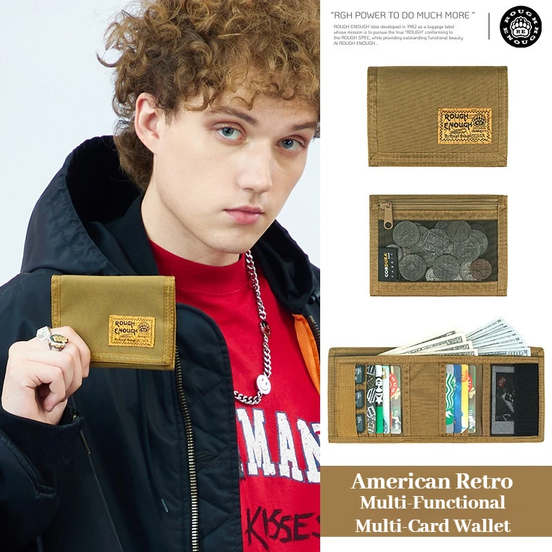 RGH Ultra‑thin Folding Tactical Canvas Wallet for Men, Multifunctional Outdoor Pocket Small Purse Mini Card Holder Daily Use