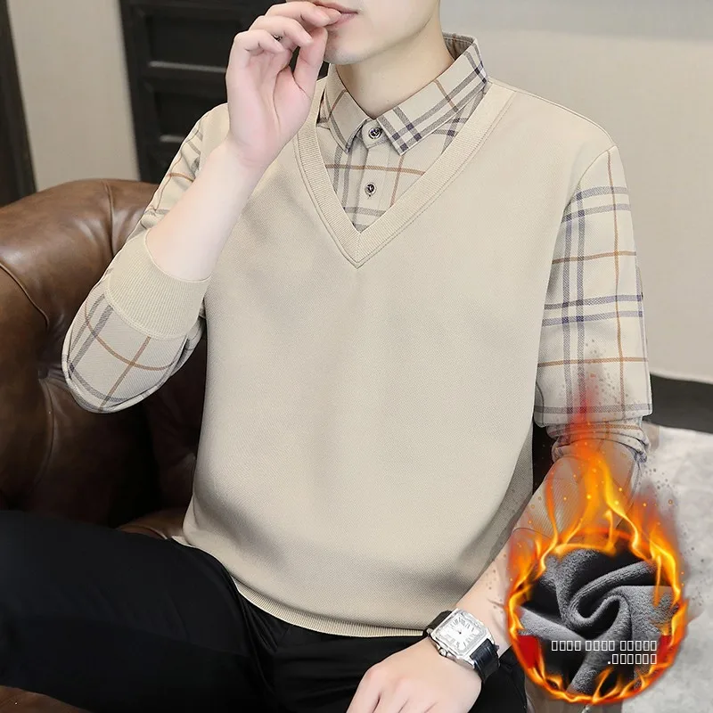 

Новый зимний модный мужской свитер с воротником-стойкой, на флисовой подкладке, повседневный, длинный рукав, вязаный, теплый, мягкий, удобный, из полиэстера