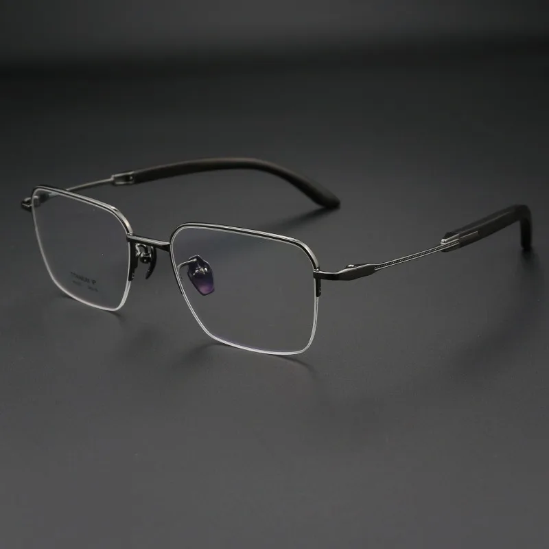 

Business Senior Sense Men's Sandalwood Half Frame Fashion Generous Face Can Be Equipped with Myopia Glasses Frame Eyewear