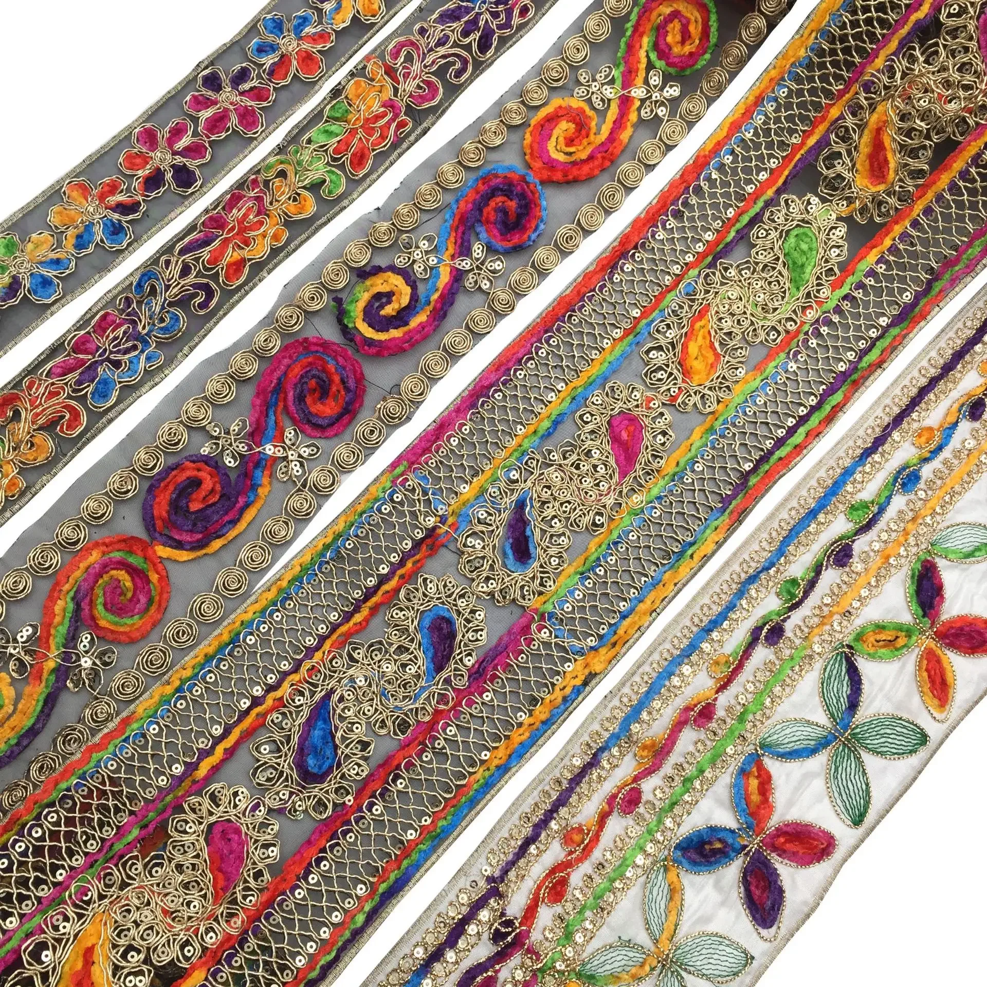 Sequined Embroidered Webbing Trim, Ribbon Tapes for Clothes, Bag, Shoes Decor, DIY Sewing Accessories, 1 Yards