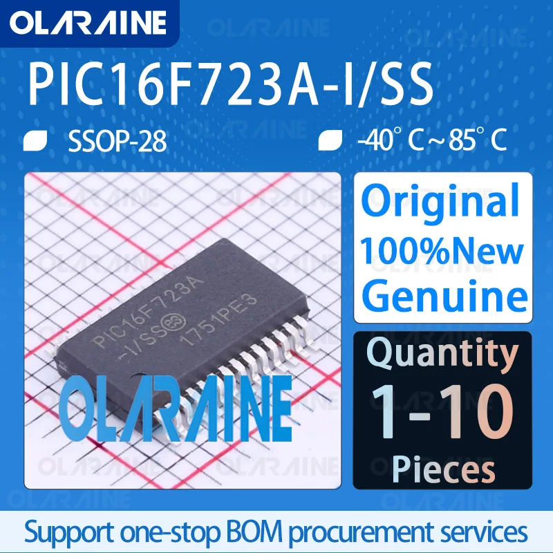 1/5/10Pcs Original PIC16F723A-I/SS SSOP-28 Embedded Processors 8-bit Microcontrollers -MCU Memory size 7kB Frequency 16MHz