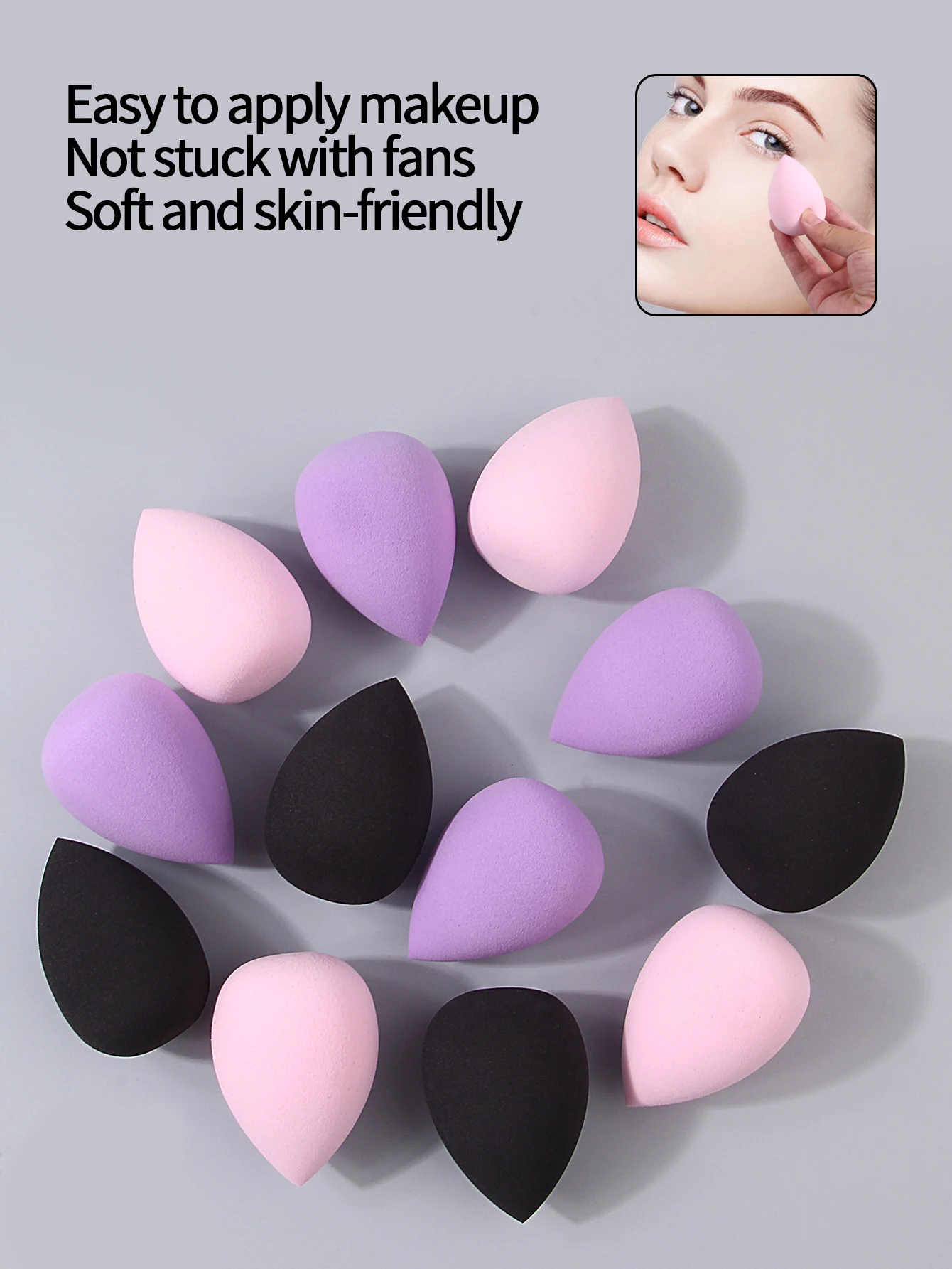 عرض خاص: 12 إسفنجة مكياج ناعمة ونطاطة على شكل قطرة ماء، بيضة مكياج سائلة جافة ورطبة مزدوجة الأغراض