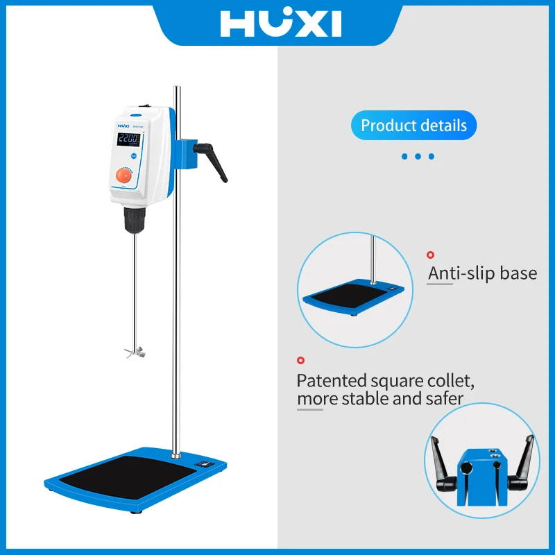 HUXI Factory Direct 20L Overhead Lab Rührer 2200 U/min Neuer Labormixer mit kosmetischem Muster Flüssigkeitschemikalien OEM verfügbar