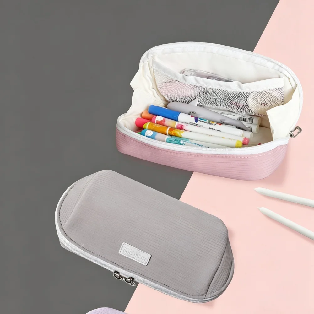 Solid Color Shell Pencil Bag High Quality Portable Large Capacity Pencil Case Zipper Design Stationery Bag Office School Supply