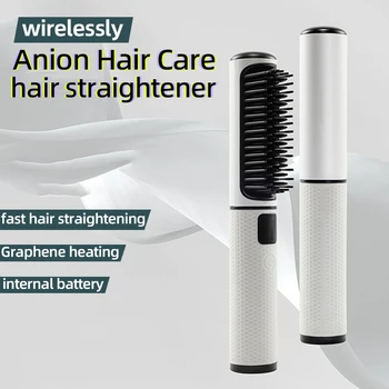 Image Electric Hot Comb Multi-function Wireless Hair Straightening Comb Negative Ion Anti Hot Styling Tool Hair Straightening Brush