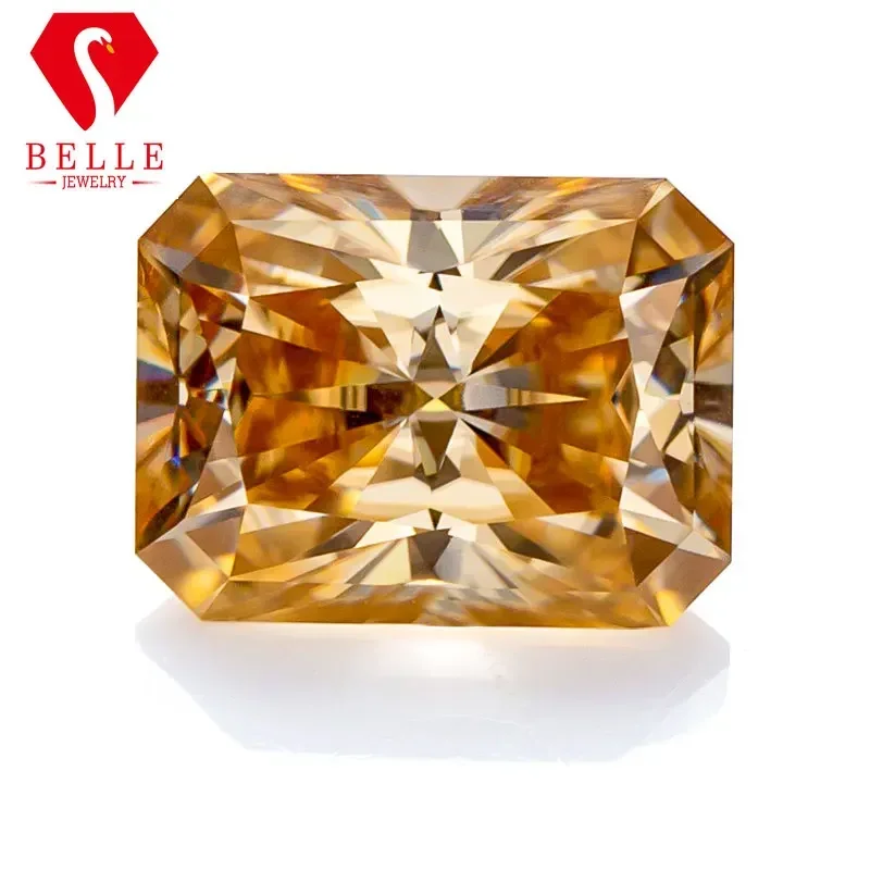 BELLE Hot Sale Champagne Brilliant Radiant Cut Loose Moissanite VVS1 GRA Certificated Diamond Beads for Jewelry Making Charms